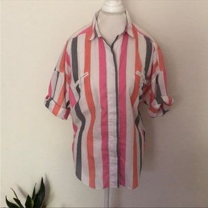 Diane Von Furstenberg pastel striped shirt blouse